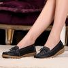 Women Genuine Leather Ballet Flats Elastic Soft Casual Walking Shoes Flat Pumps Comfortable Driving Shoes Mother Shoes