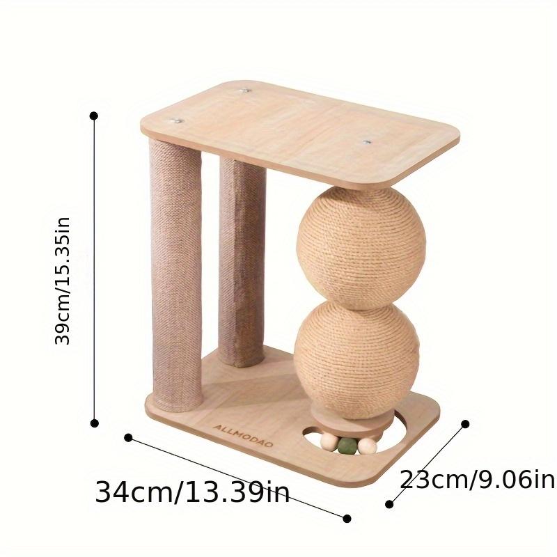 Wood Cat Scratching Post with Sisal Rope Ball - Durable Claw-Grooming Toy for Cats, Multi-Level Design for Play