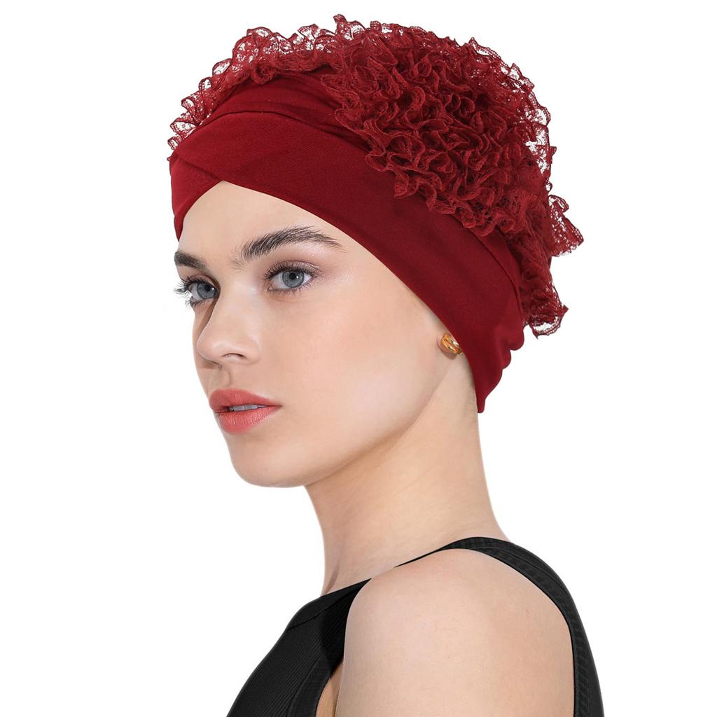 Hijabs Muçulmanos de Flor Grande para Mulheres Chapéu Turbante Sublenço Islâmico Lenço de Cabeça Feminino Chapéu Índia Turbantes Cabeça Para Mulher Hijabs Bonés