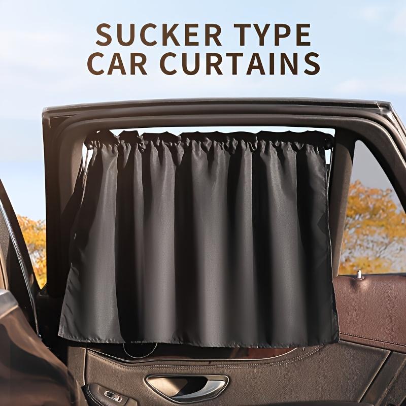 2Pcs Black Polyester Car Sunshade - UV-Resistant, Heat-Insulating Window Shade with Suction Cups for Easy Sliding Privacy Blinds