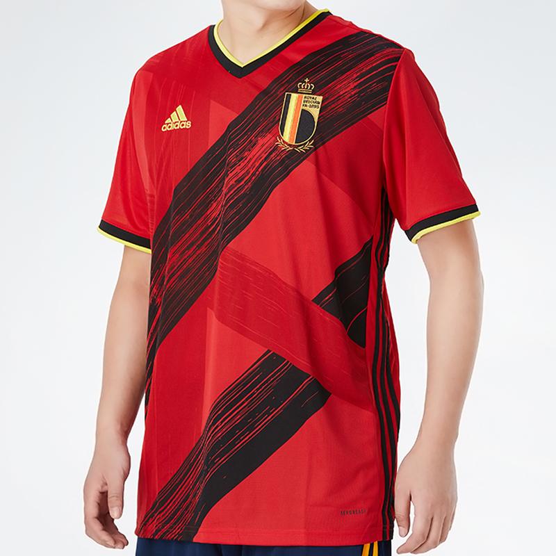 Adidas Belgium National Team Home Fan Edition Sports Short-Sleeve Jersey Men Tops College-Red EJ8546