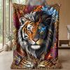 Tiger Jungle Adventure Theme Blanket Lightweight Warm Flannel Blanket Decorative Throw Blanket for Home Decoration