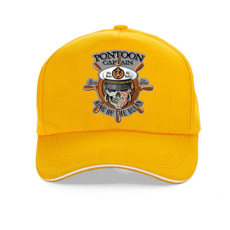 Pontoon Captain Skull Cap for Unisex Humorous 100 Cotton Unisex Baseball Cap Fashion Pop Snapback Hats Gorro Casquette