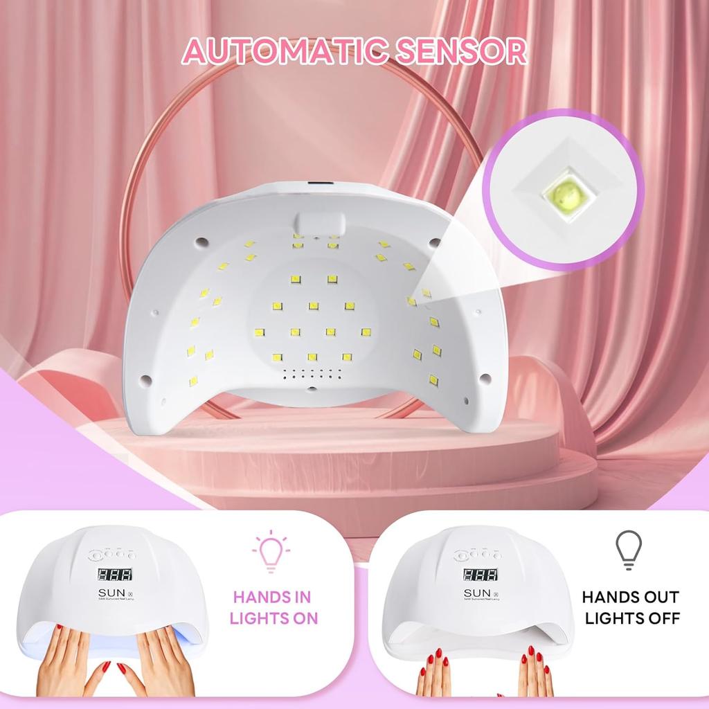 YIKOOLIN 54W UV LED Nagellampe Mit 36 Lampen Schnelltrocknender Nagellacktrockner Mit 4 Timer-Optionen für DIY-Nagelkunst Und Gel-Nägel