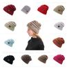 New Adult Autumn Winter Patchwork Mixed Color Knit Hat With Flip Mouth Yarn Knit Cap Reverse Mouth