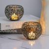 Golden Retro Electroplated Metal Candle Holder Cover Ornament with Ins Style Design