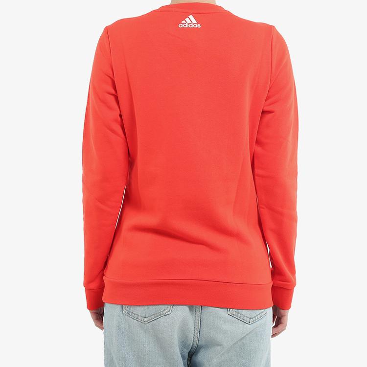Adidas Logo Print Plain Crewneck Sweatshirt Women Tops Orange BS3241