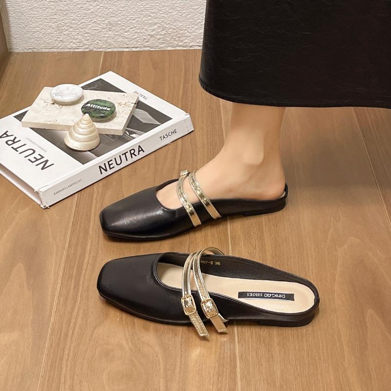 Women's Slippers Soft Sole Baotou Slippers Buckle New Style Comfortable Summer Women's Square Toe Casual Fashion Sandals