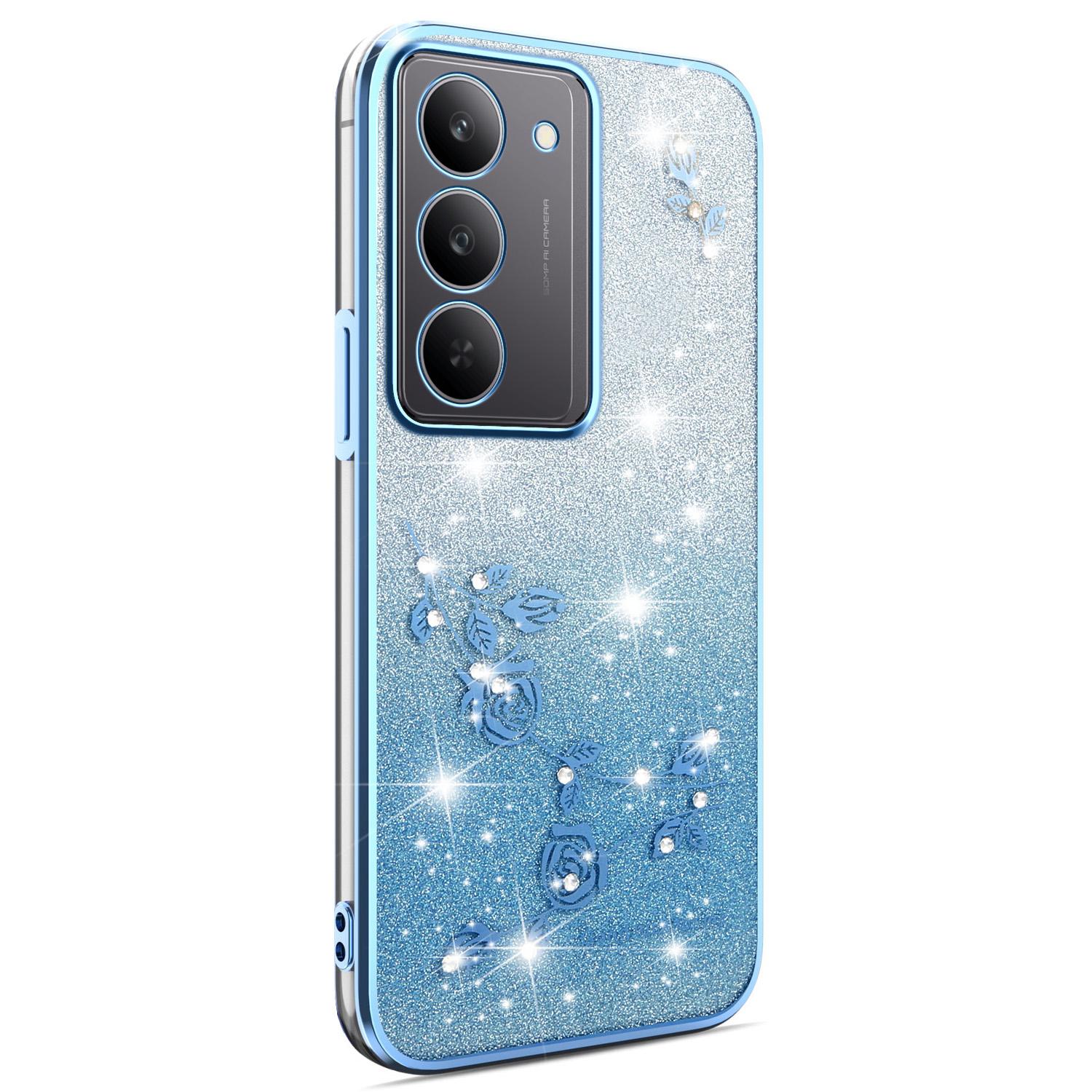 

KADEM For Realme 14x 5G Case Flower TPU Flexible Gradient Phone Cover Blue