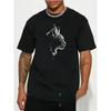 European Sizes Men's Loose Cotton Printed T-shirt Black T Shirt with A Cat Head Design