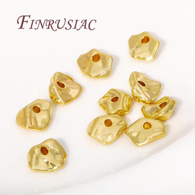 High Quality Metal Beads For Bracelets Beading Beads DIY Jewelry Making Findings 2 Sizes 18K Gold Plated Irregular Spacer Beads