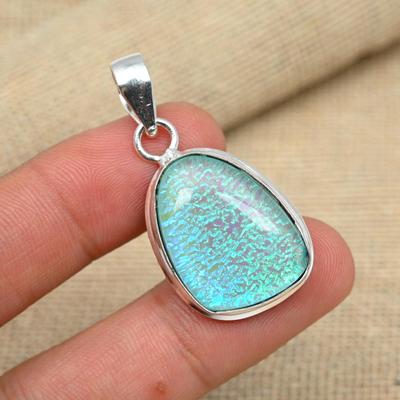 Blue Australian Triplet Opal Gemstone 925 Sterling Silver Handmade Jewelry Pendant For Her