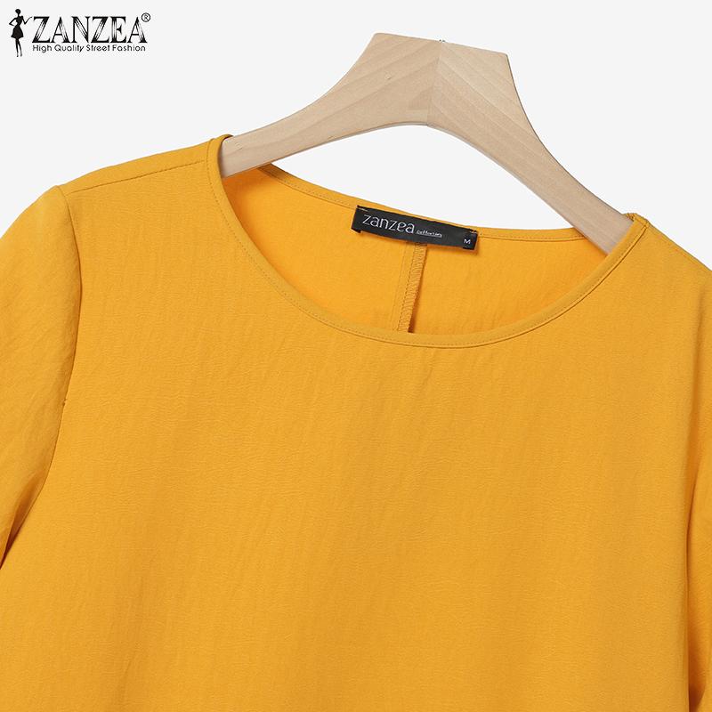 ZANZEA Women Casual Round Neck Loose Summer Short Sleeve Dress