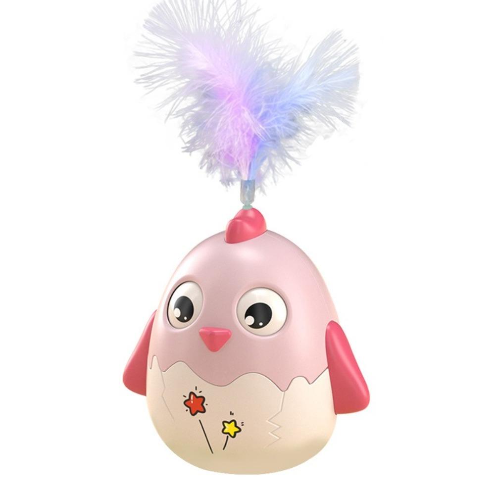 

Self pleasure Cat Toy Bell Tumbler Kitten Ping Pong Stick Cat Interactive Toy Training StyleB-Pink