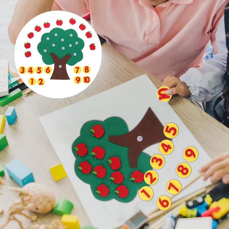 2 Mixed Set Fruit Tree Felt Jigsaw Puzzle Non-woven Apple Pear Orange Peach Trees DIY Handcrafts Early Education Props Gifts ZYF