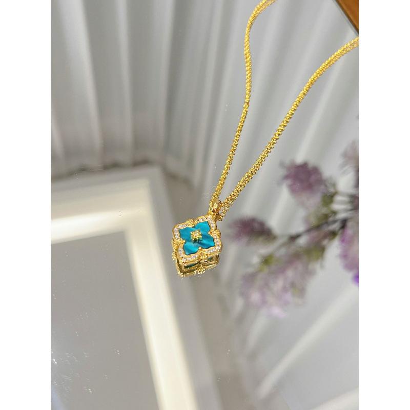 

Італійський матовий блакитний набір намисто та браслет з ефектом водної брижі, універсальні ретро сережки у формі чотирилистої конюшини