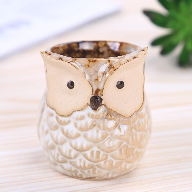 1Pc Personality Succulents Flower Pot Owl Animal Small Flower Pot Creative Cute Thumb Pot Ceramic Hole