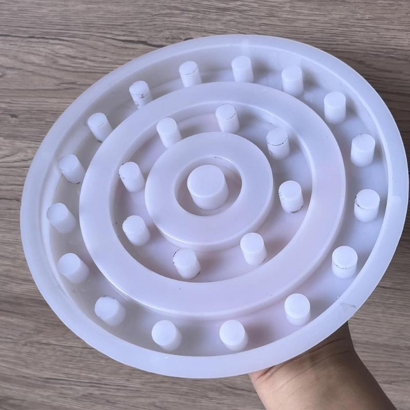 Multi Hole Circular Shape Silicone Candle Holder Molds Easy Demolding For Epoxy Resin Candlestick Plate Home Decoration