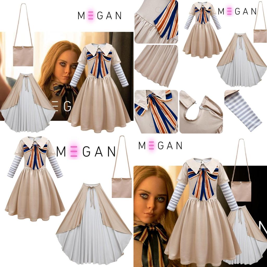 Dress Cosplay M3gan Set Girlsladylik Outfit Party Costume Bag Cloak Daily Fans