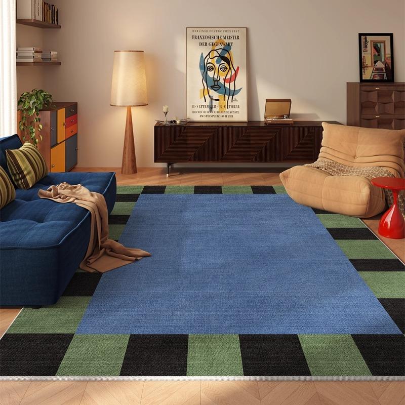 Creative Checkered Pattern Living Room Carpet Vintage Luxury Sofa Coffee Table Floor Mat Home Decor Washable Bedroom Bedside Rug