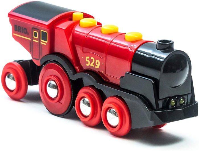 BRIO Battery-Powered Red Powerful Locomotive - Wooden Train Set - Ravensburger - Ages 3 and Up - 33592