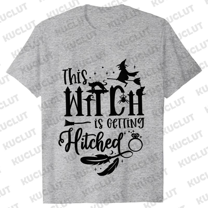 Team Bride Y2k Tops Bridal Shower Wedding Shirt This Witch Is Getting Hitched Lit T-Shirt Halloween Bachelorette Party EVJF Tees