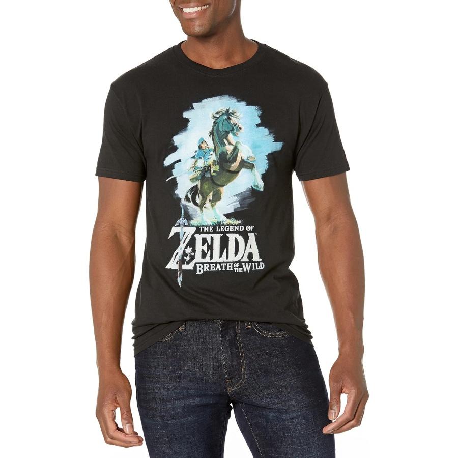 Nintendo Mens Zelda Breath of The Wild Link Epona Posing T-Shirt S чёрный