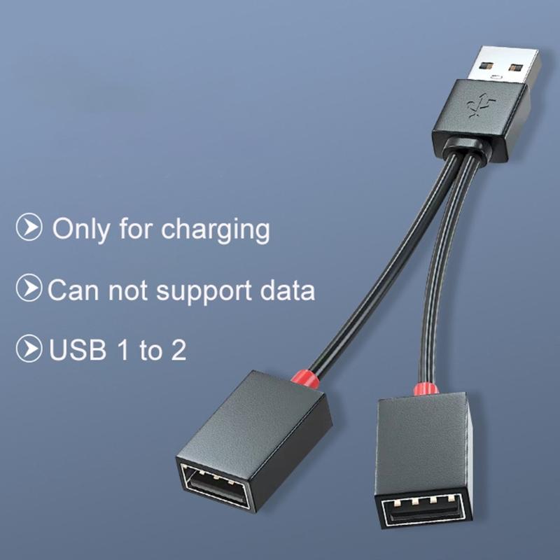 USB Splitter Cable 1 Male Plug To 2 Female Socket USB Extension Line Charging Cord Power Adapter Converter Splitter
