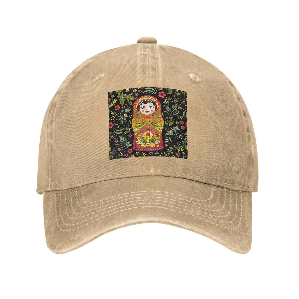 Russian Doll Matryoshka Washed Denim Cap Casual Baseball Caps Adjustable Hat Summer Unisex Baseball Hats