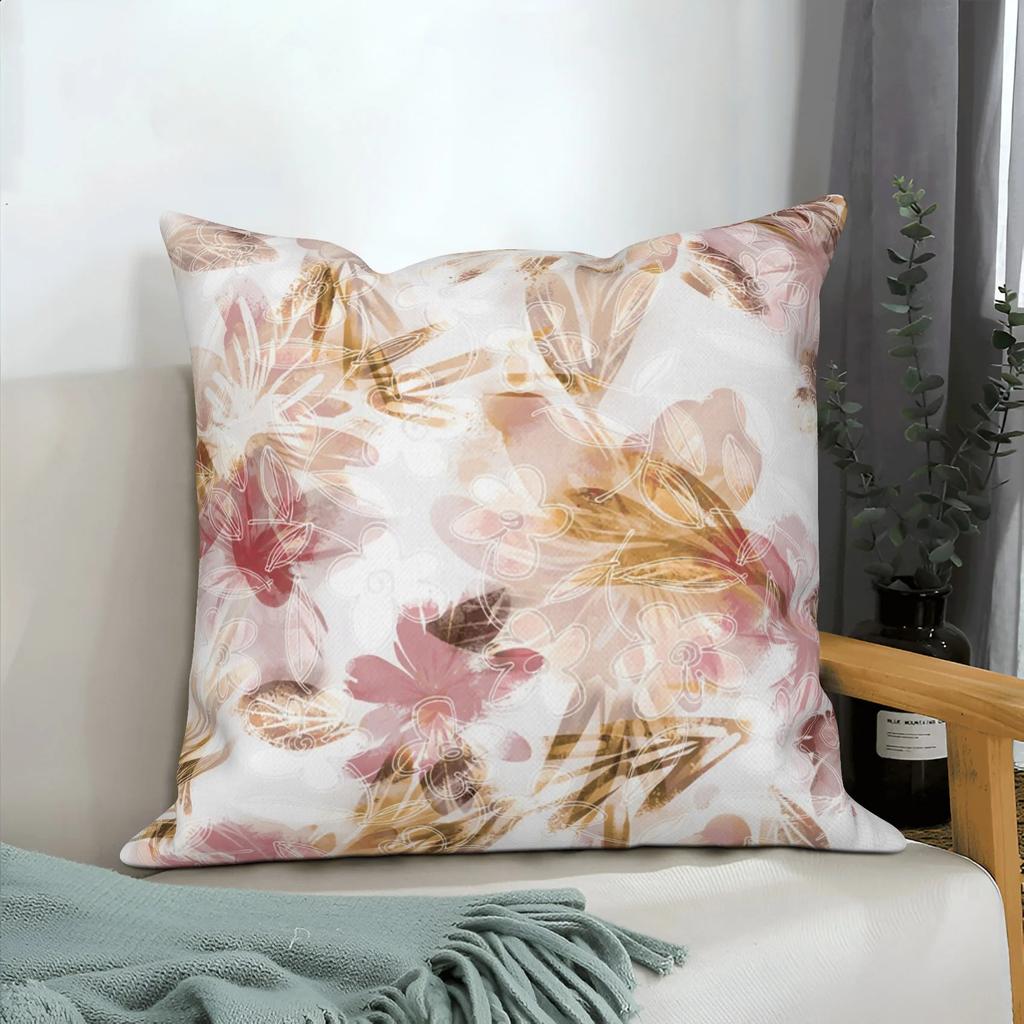 Pink Floral Home Decor Spring Flower Pillowcase Living Room Wedding Pillowcase Sofa Square Cushion Cover