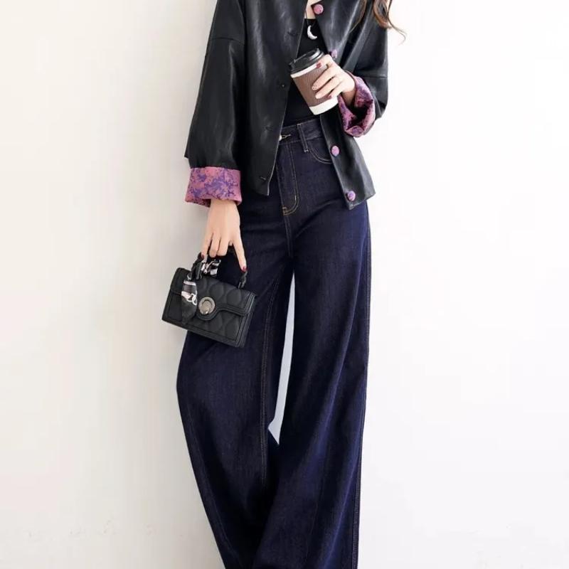 Retro Chinese Style Stitched Leather Jacket Women's Casual Top