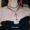 Sweet cool wind diamond cross necklace retro dark wind personality collarbone chain punk versatile temperament necklace wholesale