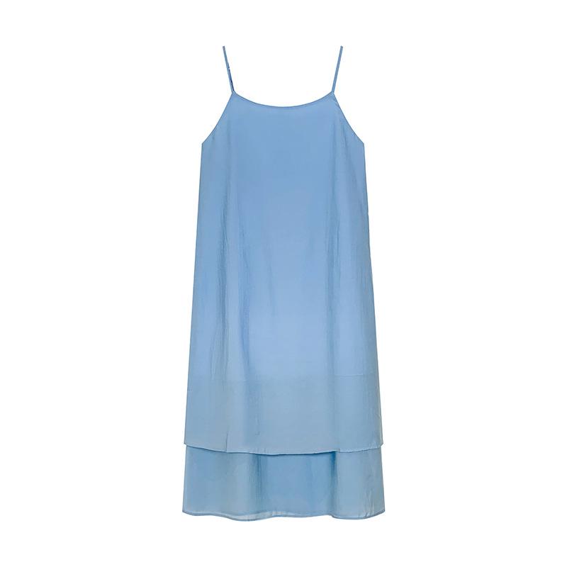 Thirteen Lines Women s Spring Loose Double-Layer Camisole Dress - Style 66292MOXI One Size небесно-голубой