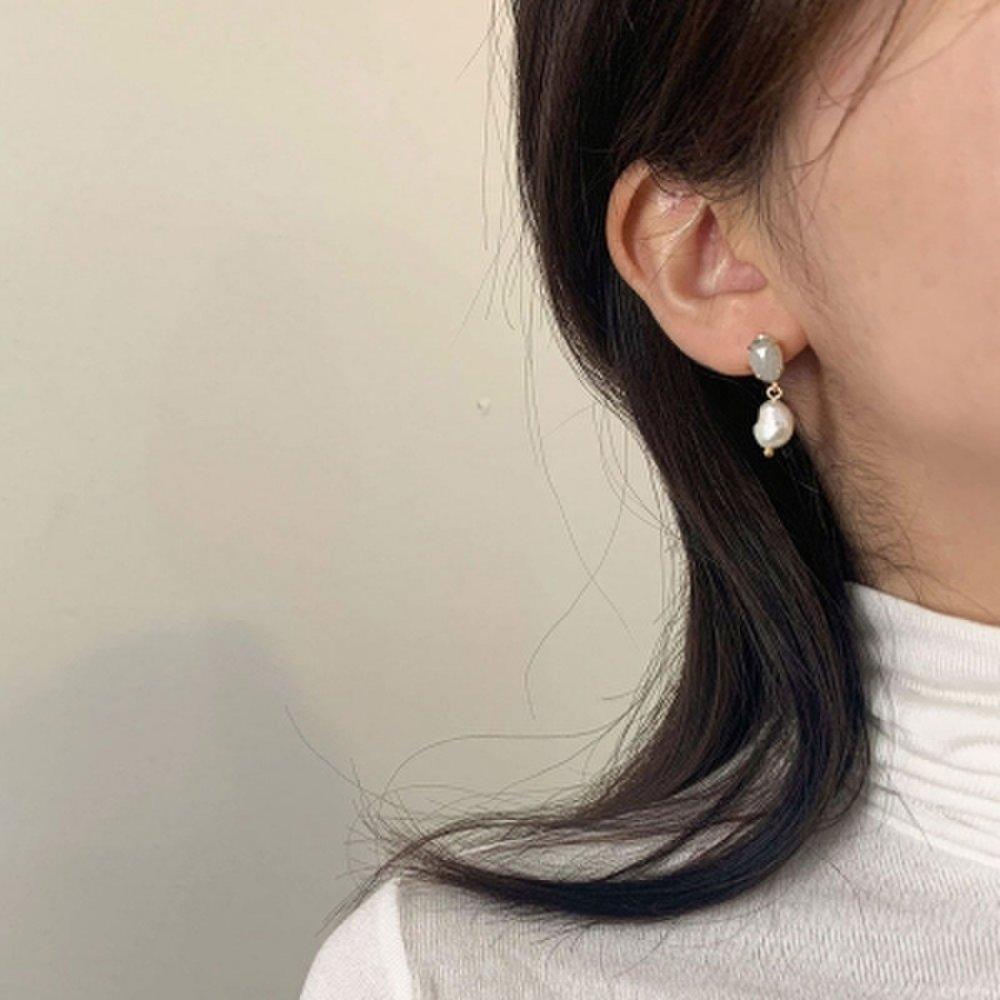 [Earrings available] Natural freshwater pearl drop gemstone earrings