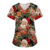 Women's Fashion V-Neck Short Sleeve Overalls With Pockets Christmas Printed Tops  Clothes