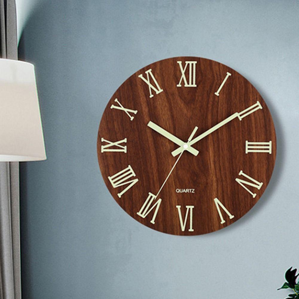 Wood Grain Luminous Wall Clock Fashion Quartz Wall Clock Silent Digital Clock  Wall Decor