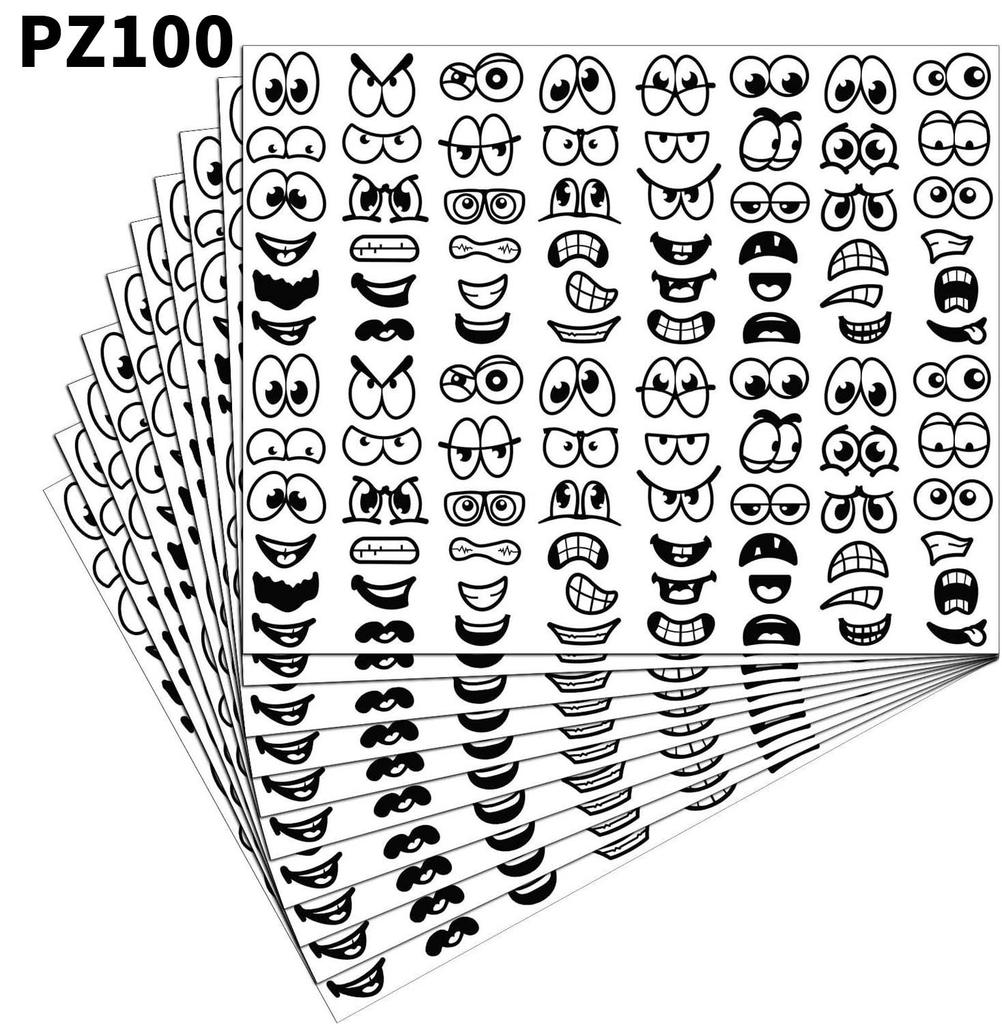 Funny Cartoon Face Stickers for Kids 10 Sheets/Pack Creative Decorative Stickers for Book, Laptop, Water Bottle, Notebook