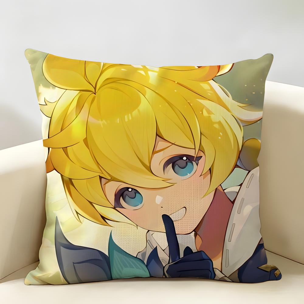 Mika Genshin Game Cushion Cover Natural Linen Organic Fabric DoubleSided Printing Room Sofa Decor Pillow Case