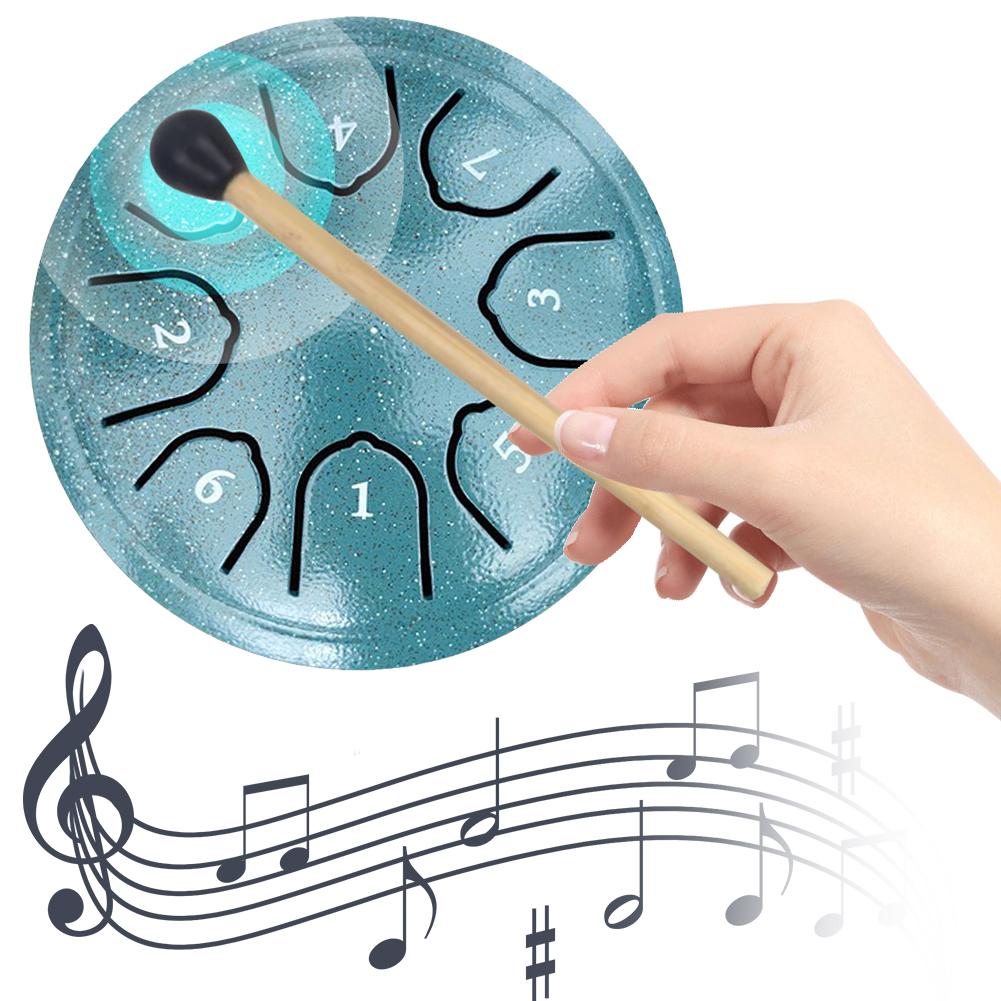4.5 Inch 8 Notes Steel Tongue Drum with Drum Mallet Music Book Handpan Drum Rain Drum Instrument for Yoga Meditation Unique Gift