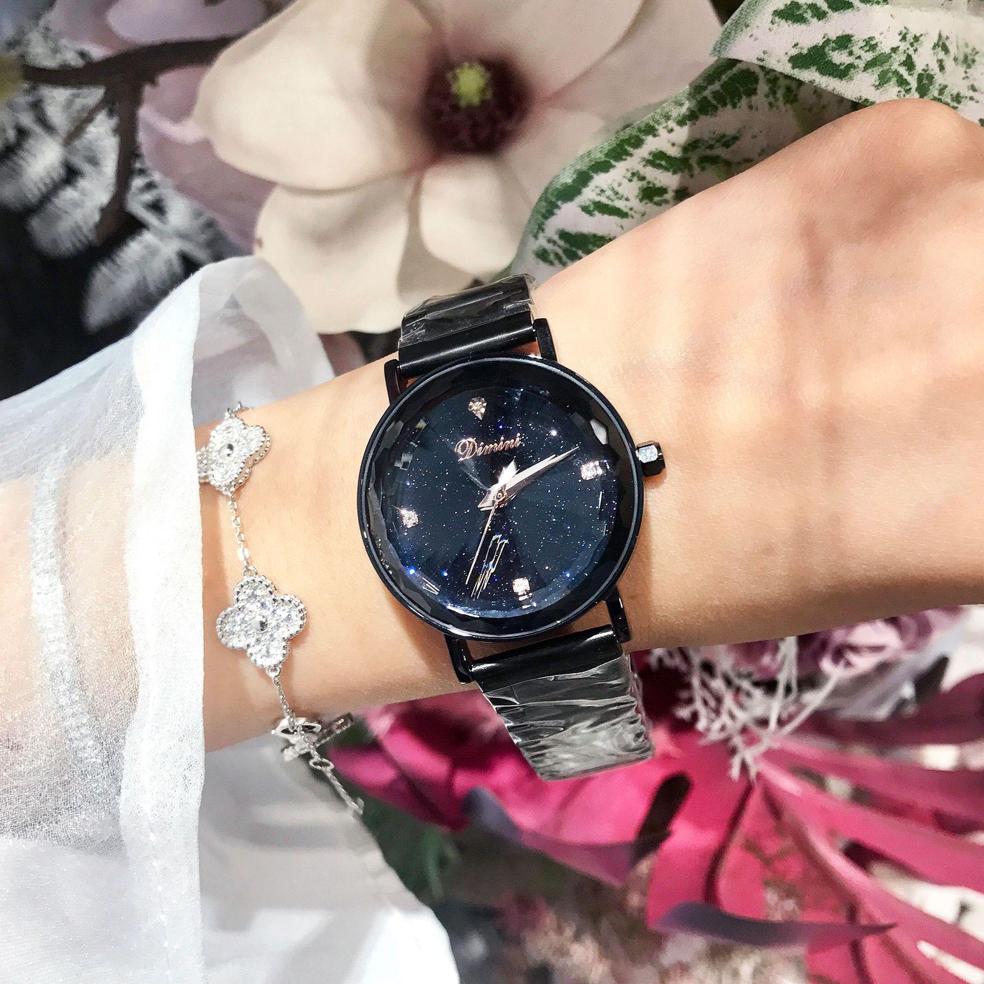 

Часы Starry Sky женские модные со стразами, медный корпус, стальной браслет, кварцевые часы для девочек