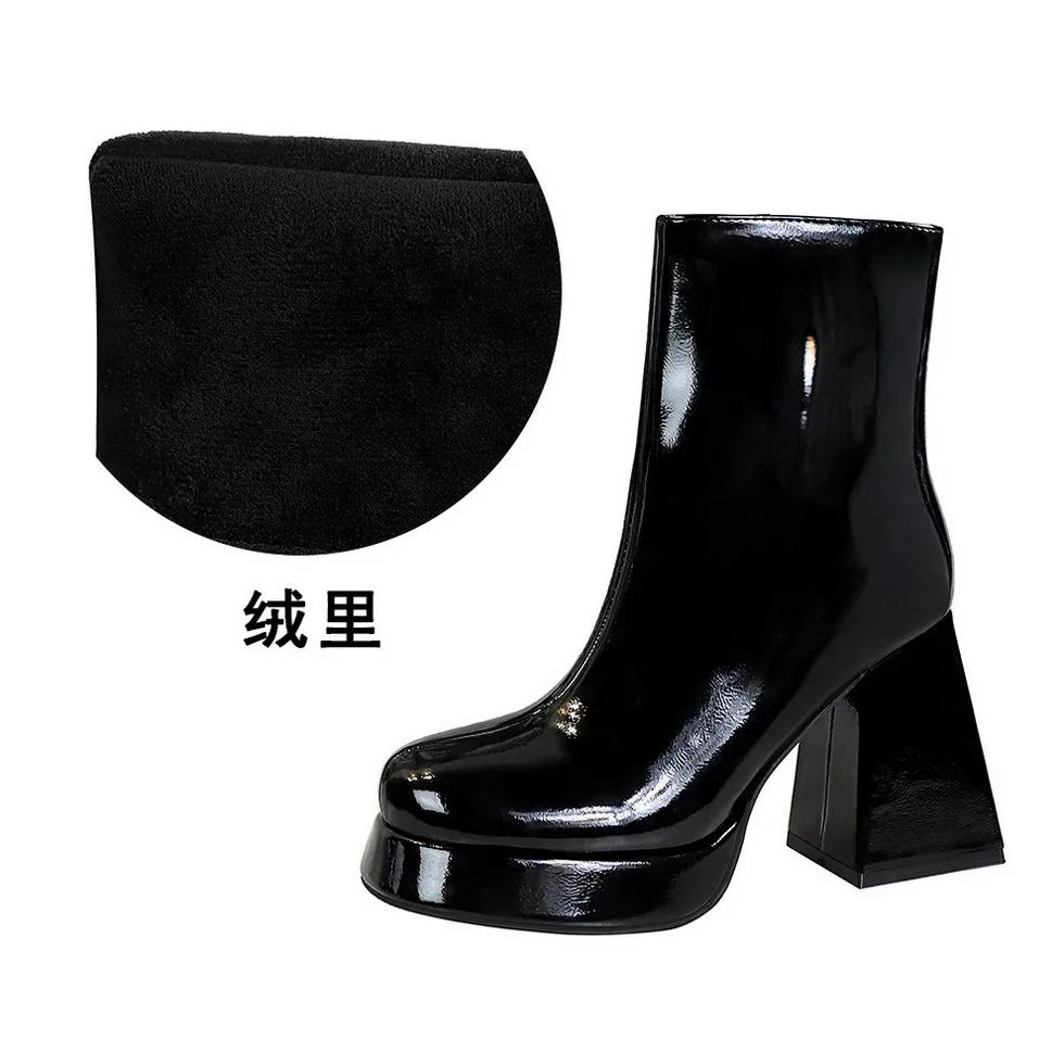 BIGTREE Super High Heels Women Snow Ankle Boots Platform Round Toe Sexy Shoes Chunky Chelsea Boots Trend Winter Goth Botas Mujer