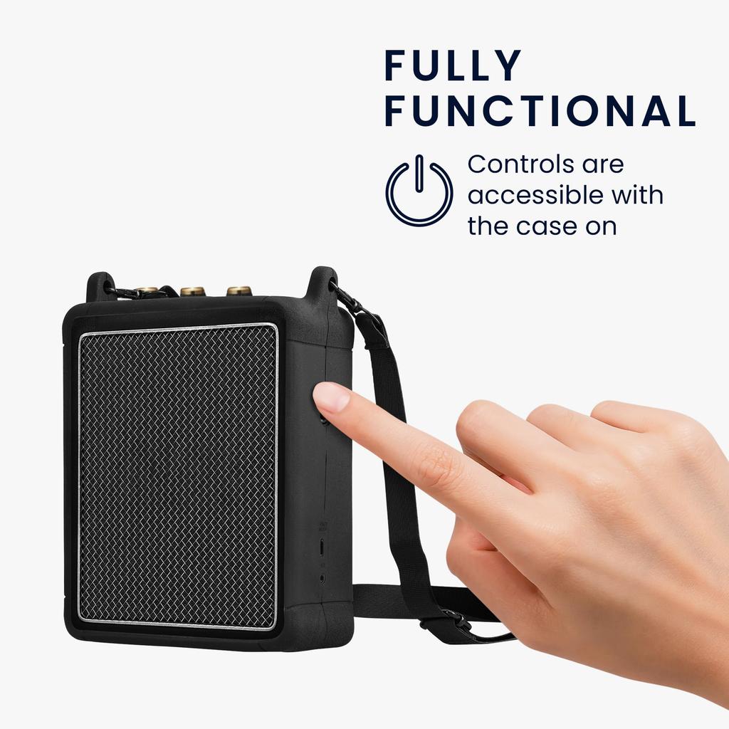 kwmobile Marshall Stockwell II Case - Protective Speaker Case, Shockproof, Soft Silicone - Black