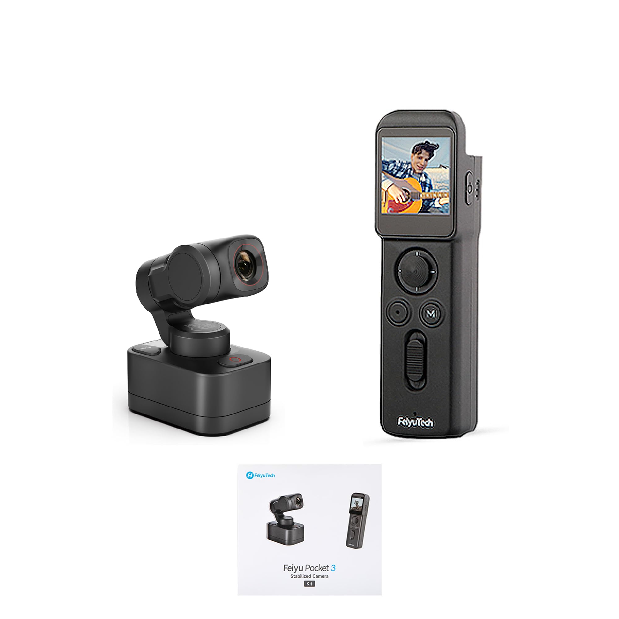 

FeiyuTech Pocket 3 Combo Video Gimbal VLOG Camera with Detachable Stabilized Action 4K 60 AI for Handlebar [Official] Camera, Camera, Tripod, 3-Axis чорний