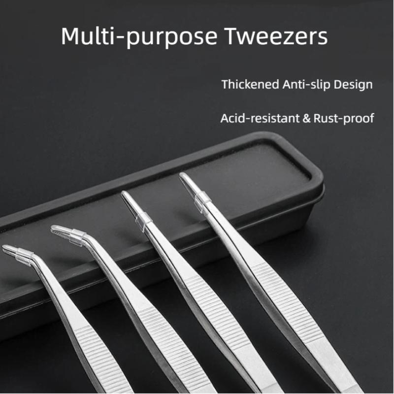2Pcs Stainless Steel Kitchen Precision Tweezers 25cm Multi-use Tongs for Grilling Cooking Pastry Decorating