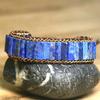 Handmade Lapis Lazuli Stone Bead Braided Adjustable Chain Bracelet Women Men Natural Ethnic Style Jewelry