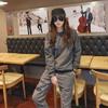 Women's Loose Fit Two-piece Tracksuit Long Sleeve Crew Neck Sweatshirt Elastic Waist Jogger Pants Embroidery Casual Warm Outfit Set