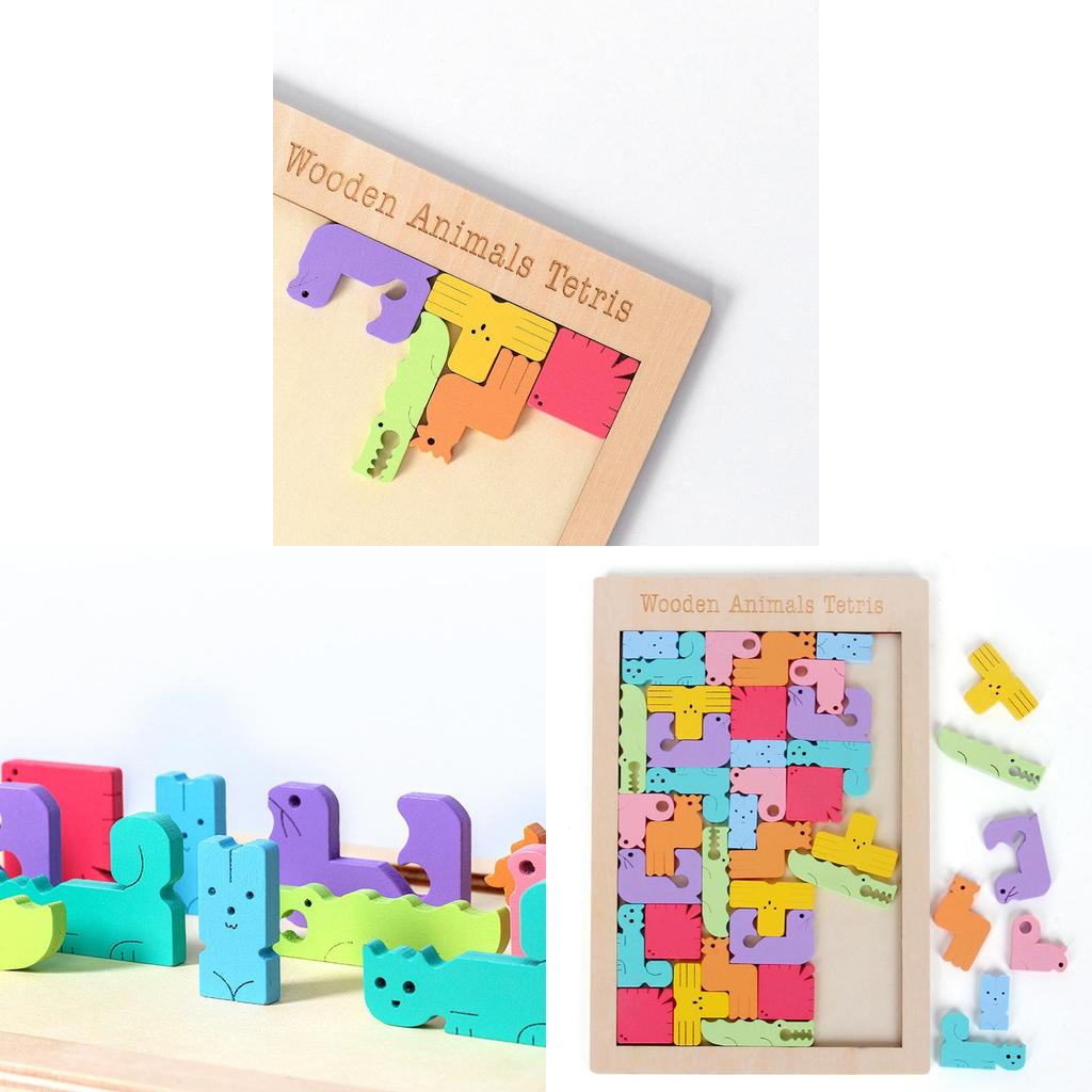 Wooden Animal Puzzle Block Educational Toy For Kids Learning And Development