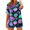 Women's Fashionable, Casual, Comfortable, Loose-Fitting Halloween Print Top