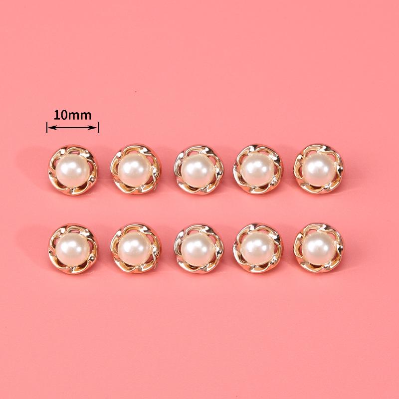Pearl Button Versatile Round Shirt Button Top Cardigan Shirt Delicate Button Women'S Clothing Decoration