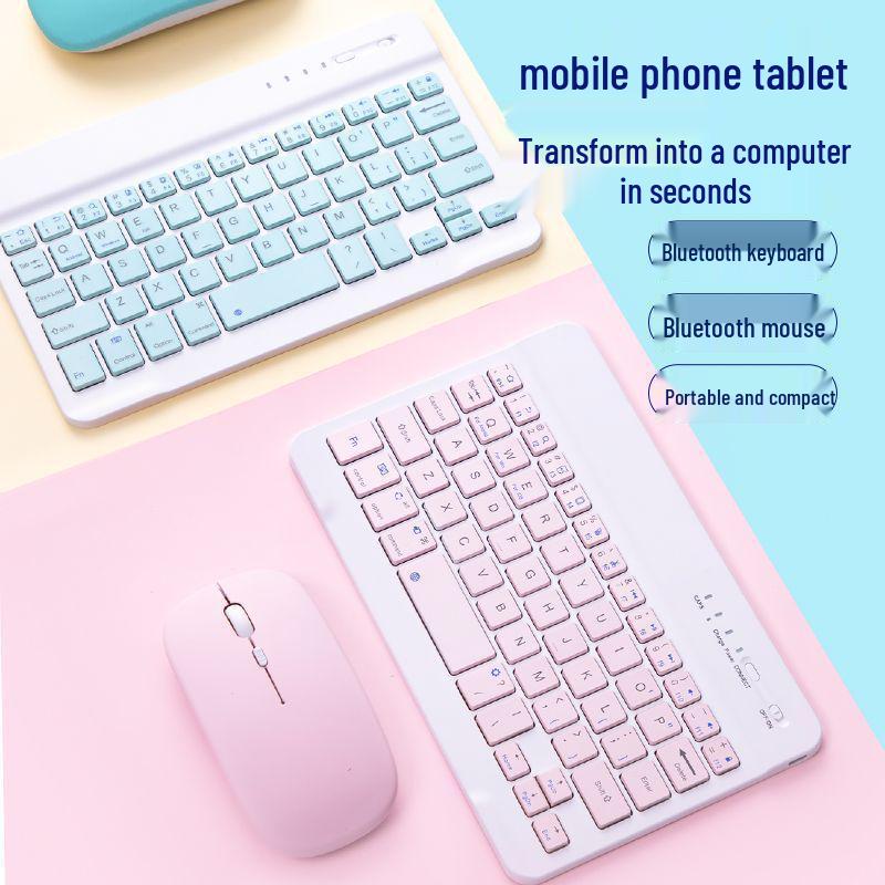 Universal Rechargeable Wireless Bluetooth Keyboard for iPad, Tablet, Apple & Android Phone with External Mouse